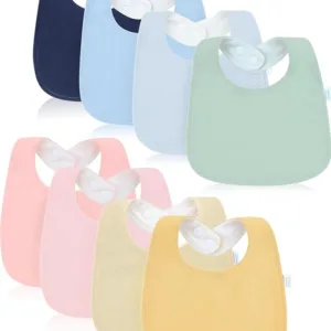 8 Pack Drooling Bibs for Infants,Baby Snap Bibs for Boys Girls,Newborns,Organic Cotton,Adjustable,Machine Washable