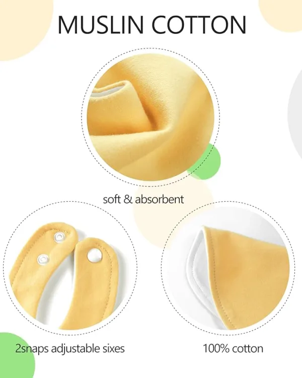 8 Pack Drooling Bibs for Infants,Baby Snap Bibs for Boys Girls,Newborns,Organic Cotton,Adjustable,Machine Washable