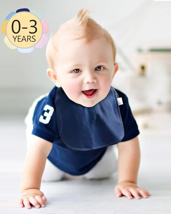 8 Pack Drooling Bibs for Infants,Baby Snap Bibs for Boys Girls,Newborns,Organic Cotton,Adjustable,Machine Washable