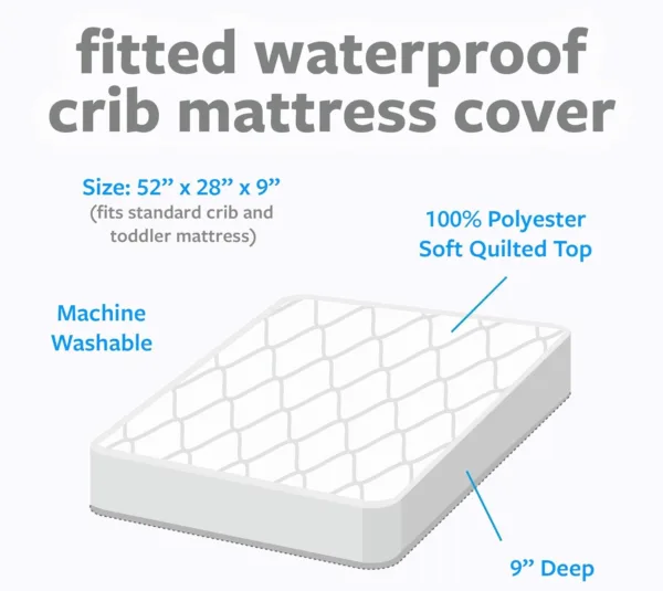 Orindream Waterproof Fitted Crib Mattress Pad and Toddler Crib Mattress Protector - Baby Crib Mattress Cover - Protective Sheet for Boys and Girls Bedding Sets White