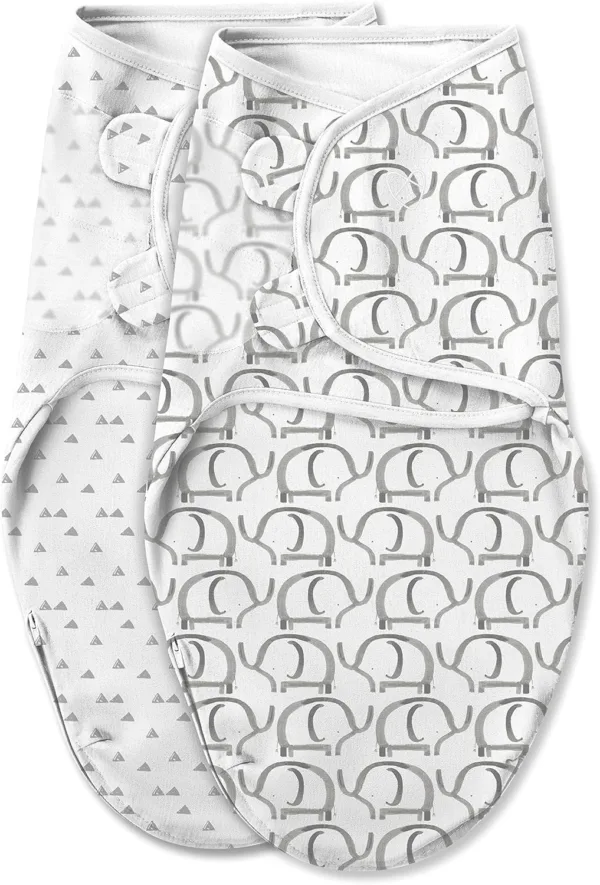 Orindream Luxe Easy Change Swaddle, Ellie Elephant/Triangle Grey, Small/Medium (0-3 Months)
