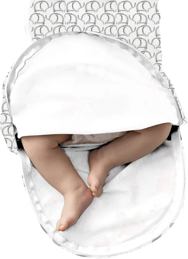 Orindream Luxe Easy Change Swaddle, Ellie Elephant/Triangle Grey, Small/Medium (0-3 Months)