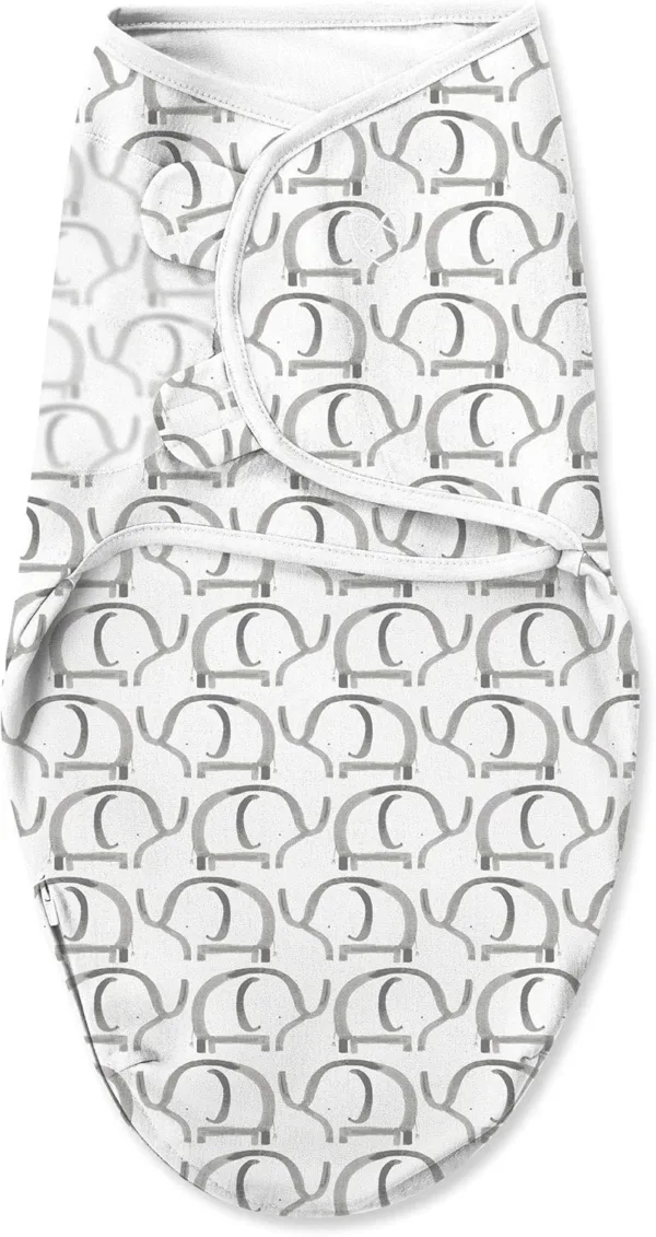Orindream Luxe Easy Change Swaddle, Ellie Elephant/Triangle Grey, Small/Medium (0-3 Months)