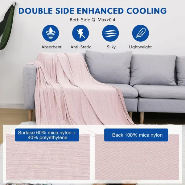 Cooling Blankets for Hot Sleepers - Summer Blanket Thin Lightweight Breathable Soft Double Side Enhanced Blanket for Bed Couch Sofa, Keep Cool for Night Sweats (Pink, 60 x 80 inches)