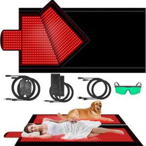 Roll over image to zoom in 84.6'' X 33.5'' 2680 Pcs LED Red Light Therapy Mat Full Body Sleeping Bag, Extra Large 650nm 850nm Red and Near Infrared Light Therapy Bed Blanket Device with 3 Mode & 9 Timer, Pain Relief, Detachable